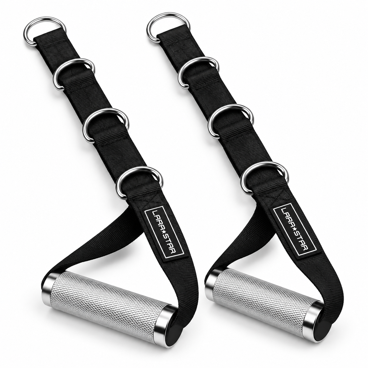 Adjustable multi-ring cable handles pair on white background