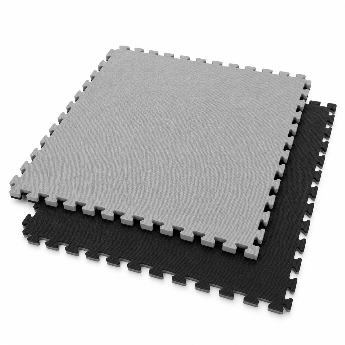 Black and grey 1m x 1m interlocking puzzle mats, 2.5cm thick