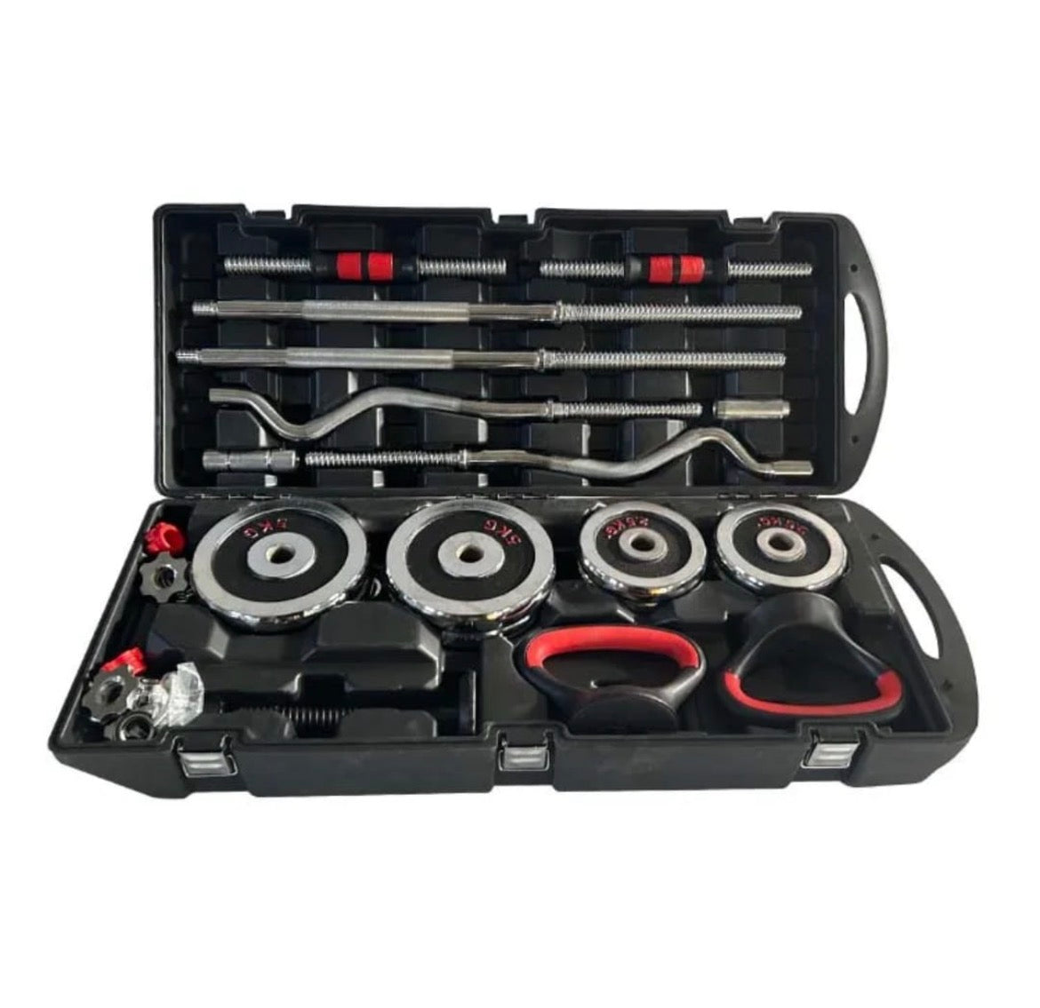 55kg Adjustable Dumbbell, Barbell ; EZ Curl Set – 3-in-1 Strength Kit