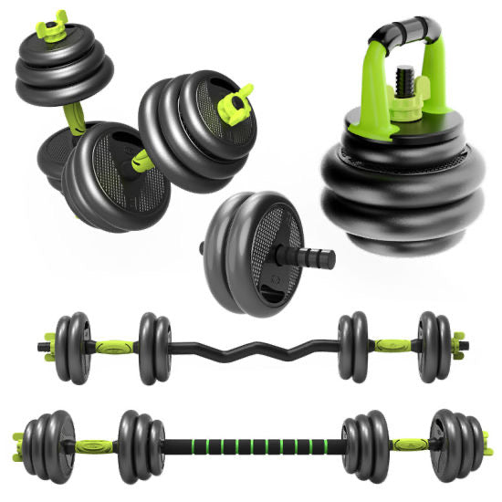 40KG Adjustable Dumbbell, Barbell & Kettlebell Set – 3 in 1 Curl Strength Training Kit