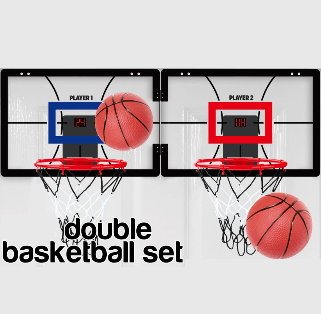 Dual Mini Basketball Hoop with Scoreboard – Fits Any Door