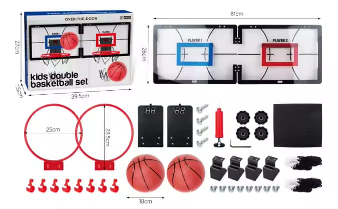 Dual Mini Basketball Hoop with Scoreboard – Fits Any Door