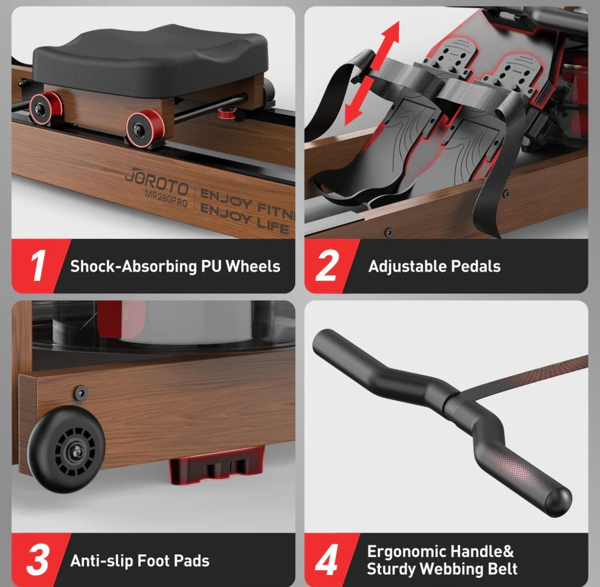 Solid Oak Water Resistance Rowing Machine