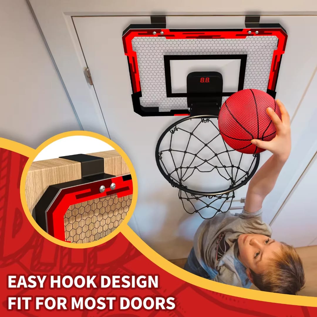 Door-Mounted Mini Basketball Hoop with Scoreboard