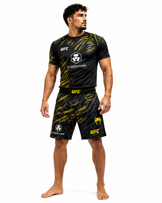 UFC MMA Rashguard & Shorts Set – Black & Yellow