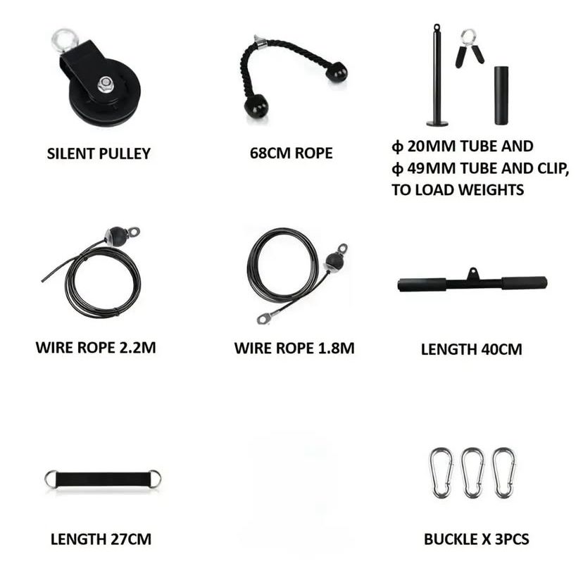 3-in-1 Adjustable Pulley Cable System – LAT Pulldown, Tricep, and Fitness Training Kit