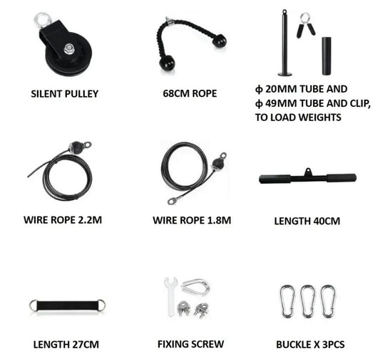 Adjustable Pulley Cable System – LAT Pulldown, Tricep, and Fitness Training Kit
