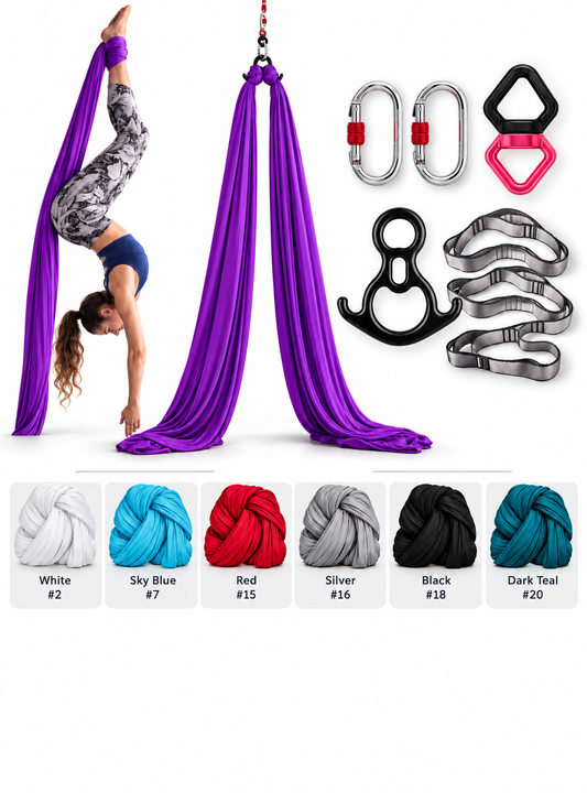 Aerial yoga hammock set with hardware and six available colors