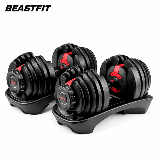 BEASTFIT adjustable dumbbells set 24kg on white background