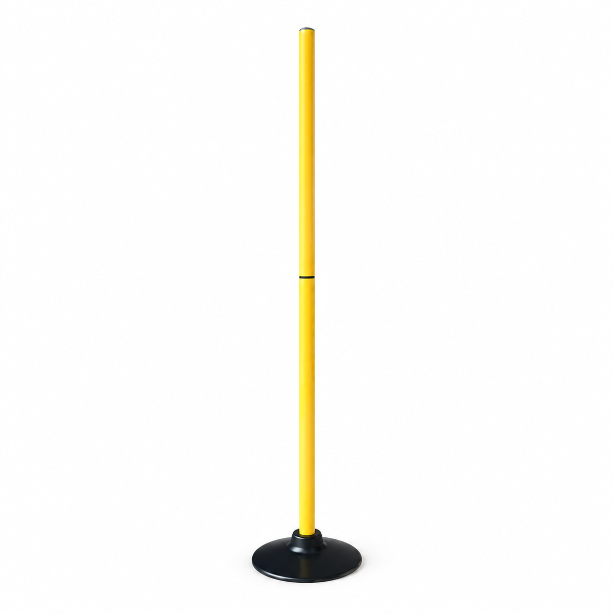 Single yellow adjustable agility pole with black base