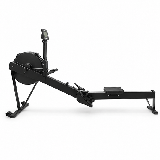 Air rowing machine on a white background