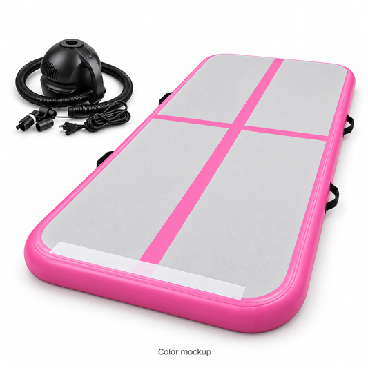 Pink 2m air track with electric pump — AI color mockup