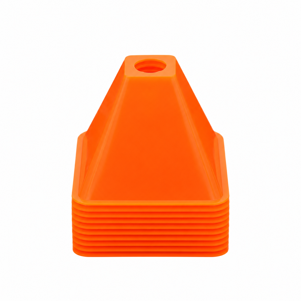 10 cm Orange Training Cones — Set of 10 on white background