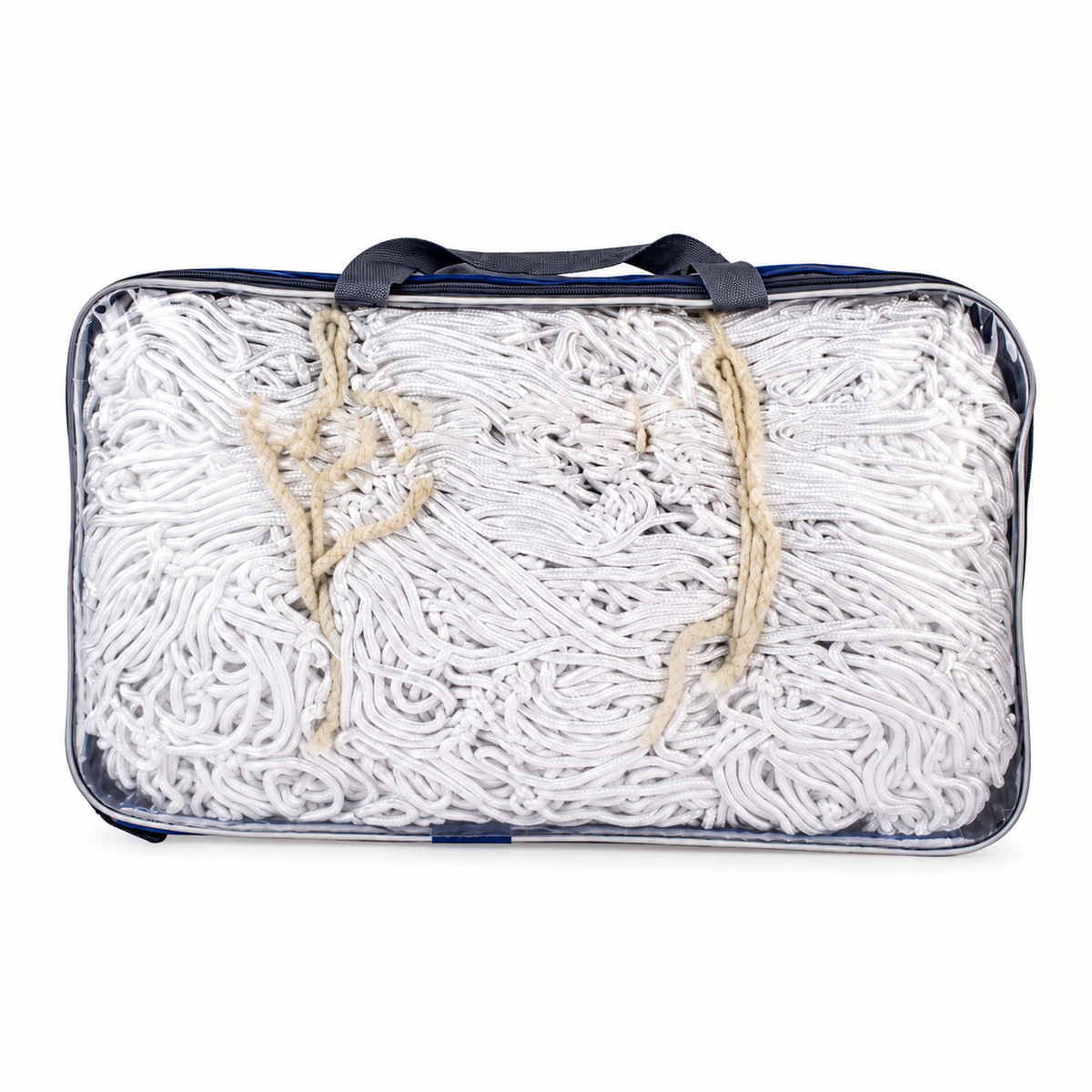 Pair of football goal nets in carrying bag