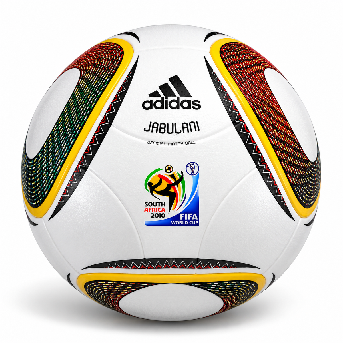 White PU football with colorful Jabulani-style panels