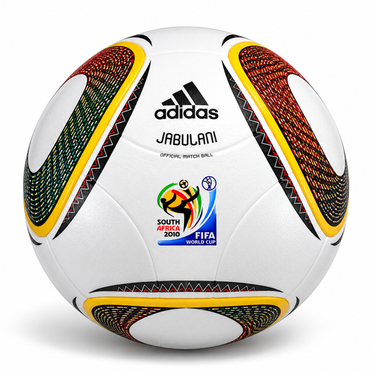 White PU football with colorful Jabulani-style panels