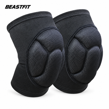 BEASTFIT black padded knee pads pair on white background