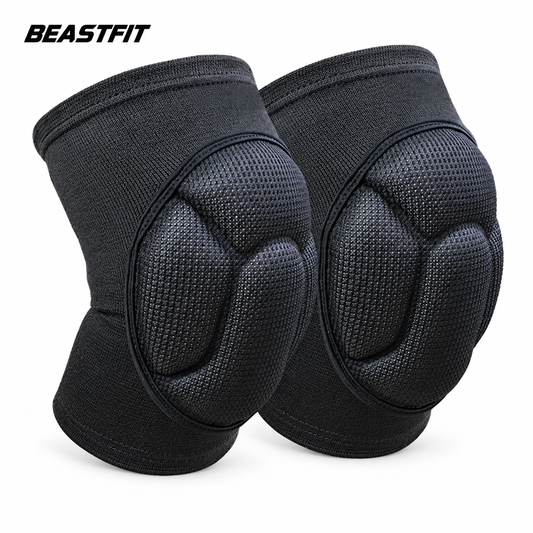 BEASTFIT black padded knee pads pair on white background