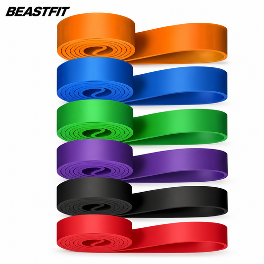 BEASTFIT long elastic resistance bands full set on white background