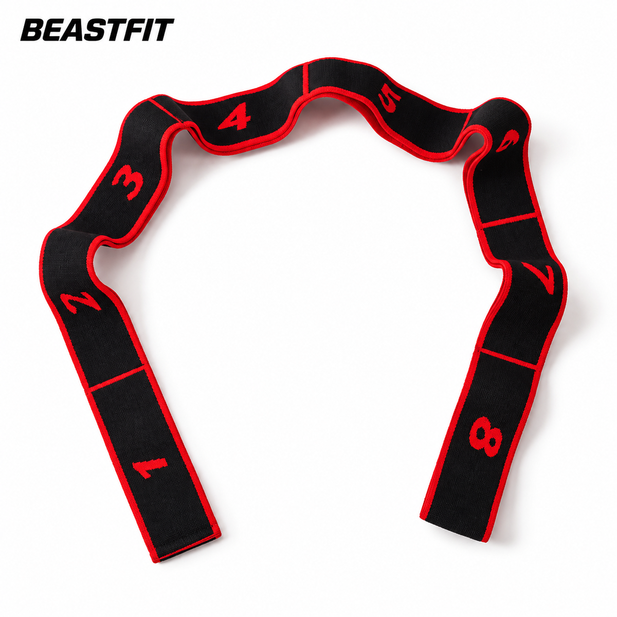 Numbered Yoga Strap — clean white background with BEASTFIT branding