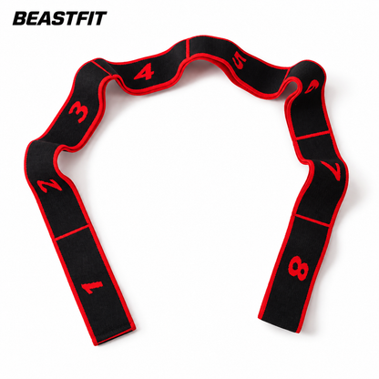 Numbered Yoga Strap — clean white background with BEASTFIT branding