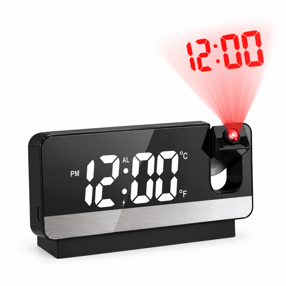Digital clock with red time projection
