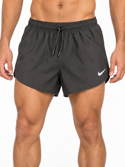 Men's black running shorts on model
