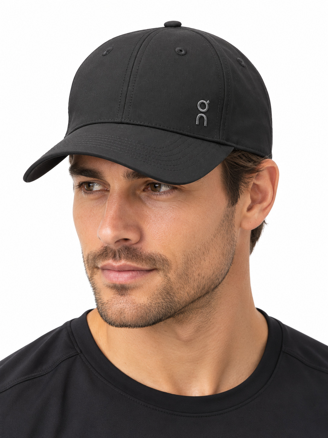 Black performance cap on model