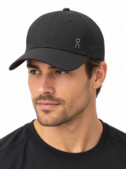 Black performance cap on model