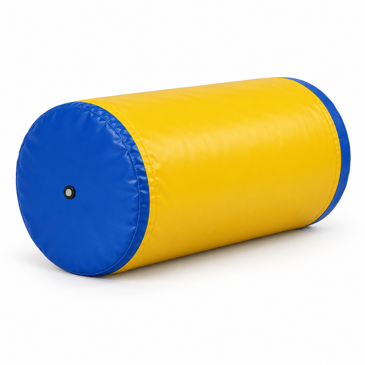 Blue and yellow inflatable gymnastics cylinder
