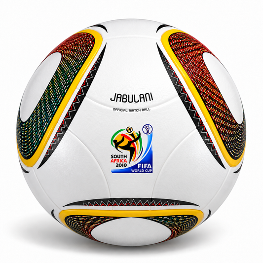 Jabulani-style white football with colorful panels