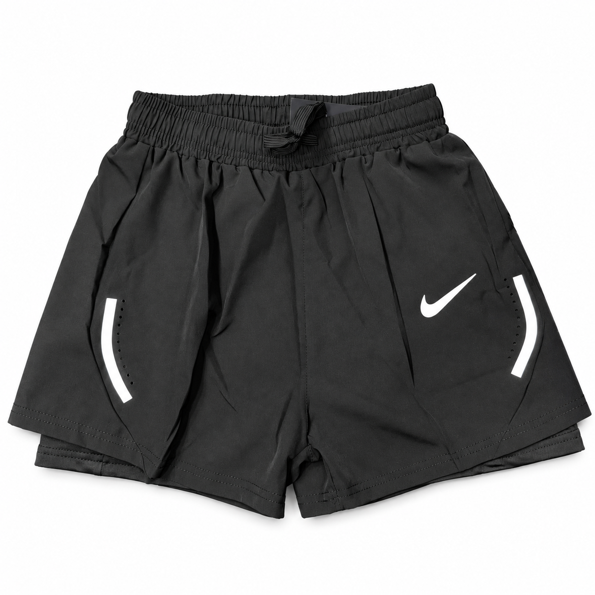 Black Nike Athletic Shorts on white background