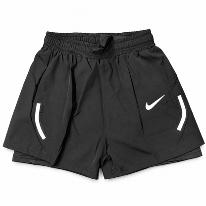 Black Nike Athletic Shorts on white background
