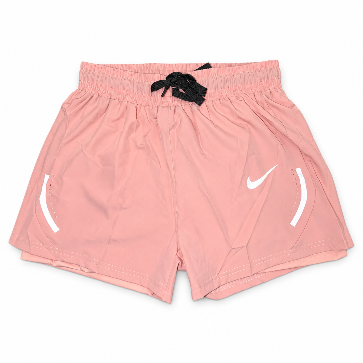 Pink Nike Athletic Shorts on white background
