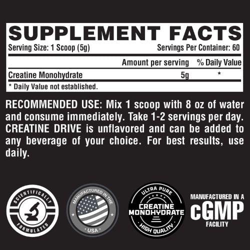 Nutrex Creatine Monohydrate supplement facts and directions