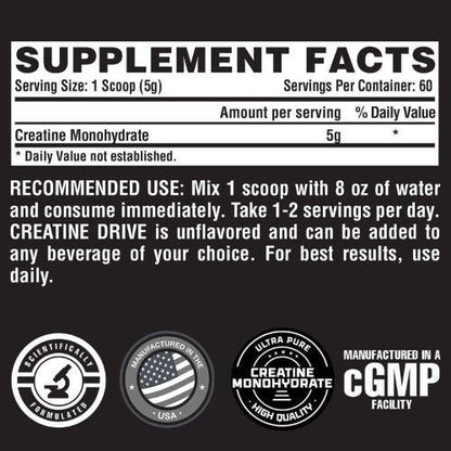 Nutrex Creatine Monohydrate supplement facts and directions