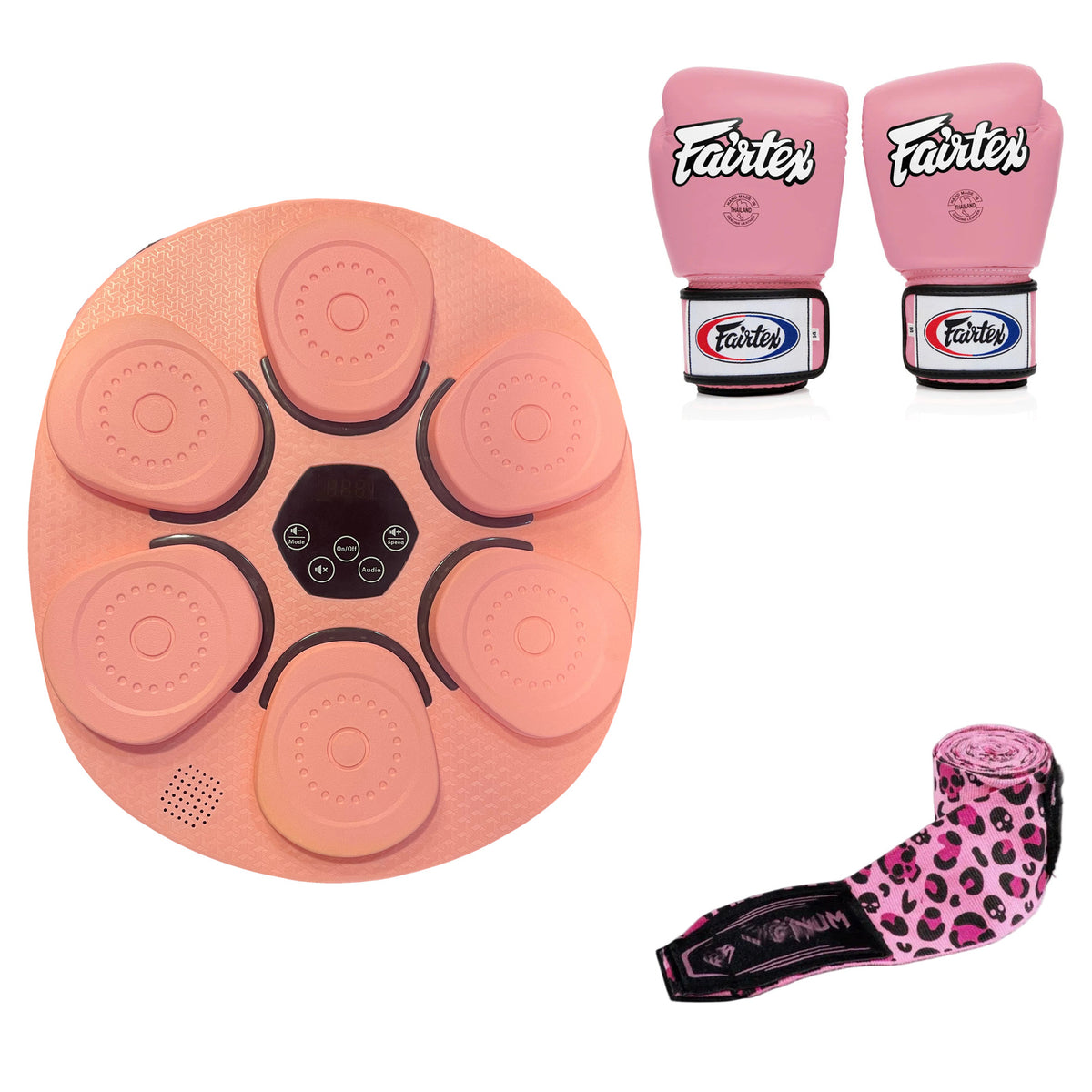 Pink boxing training bundle on a white background