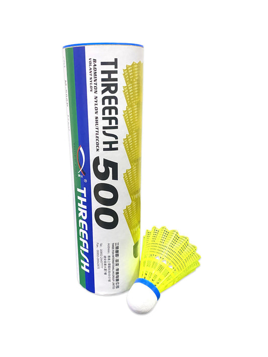 Badminton Nylon Shuttlecock - Tube of 6 pcs, Color Yellow