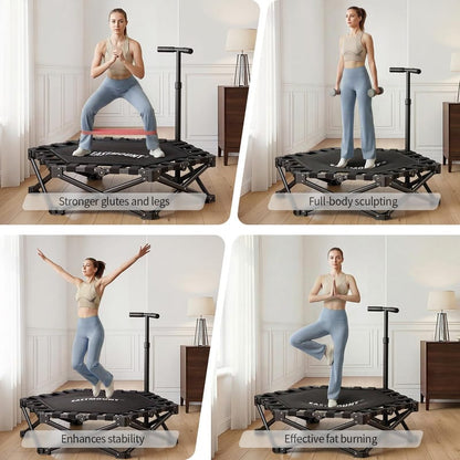 Foldable fitness trampoline exercise positions