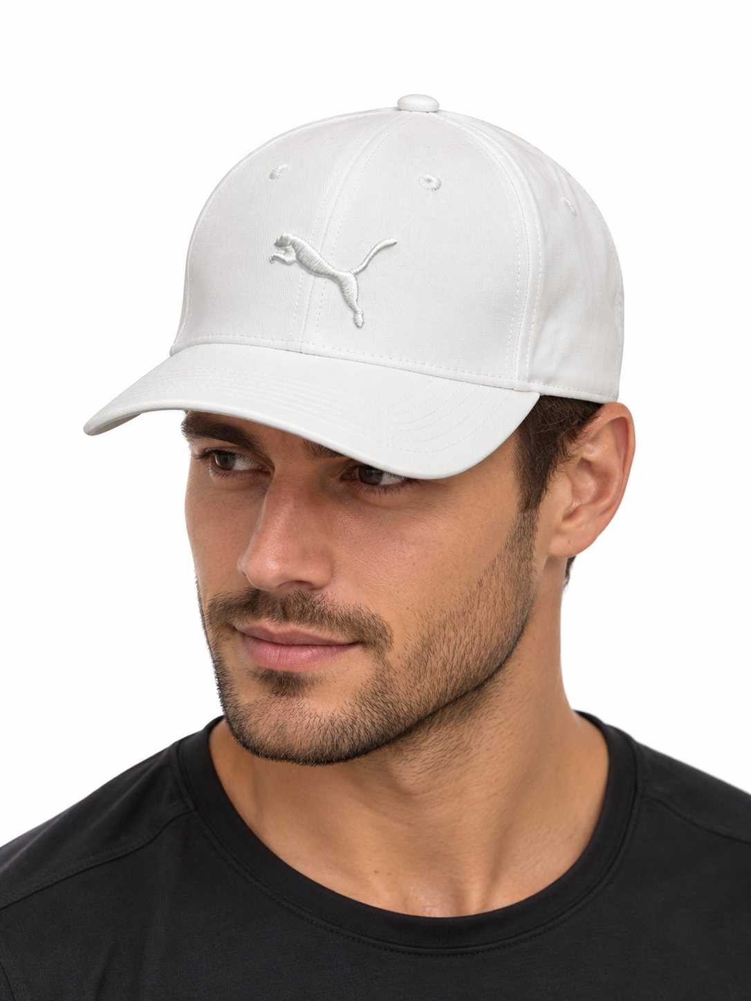 White performance cap on model